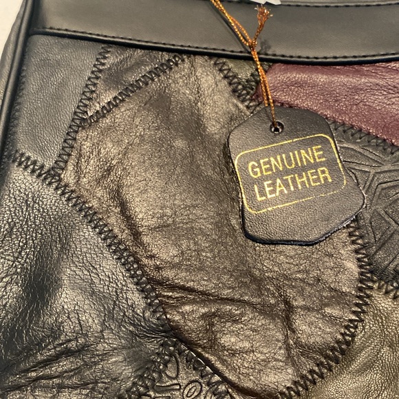 NWT & Vintage 1990s Leather Patchwork Bag - Picture 2 of 7